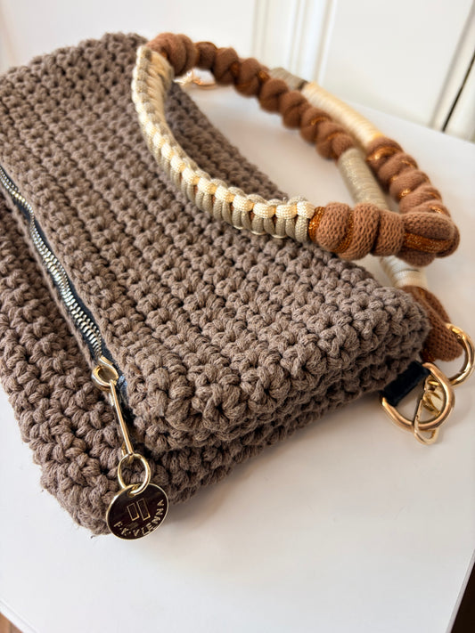 Roberta Crochet Bag Clutch Taupe