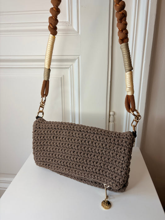 Roberta Crochet Bag Clutch Taupe