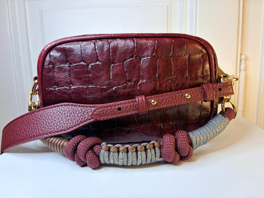 Francesca Bag S Bordeaux Croco effect