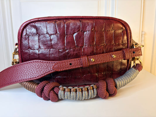 Francesca Bag S Bordeaux Croco effect