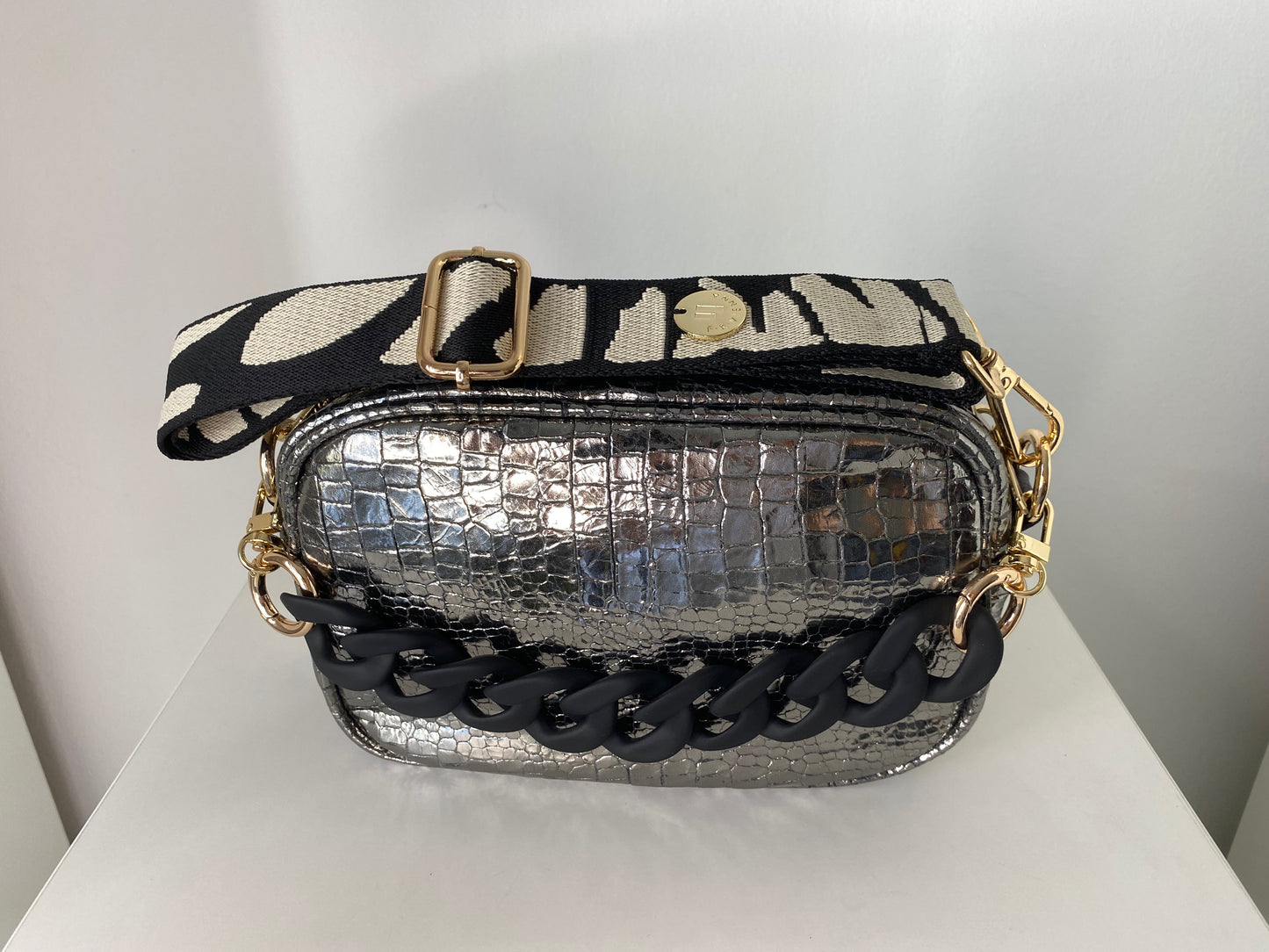 F-Bag Small Silver Croco