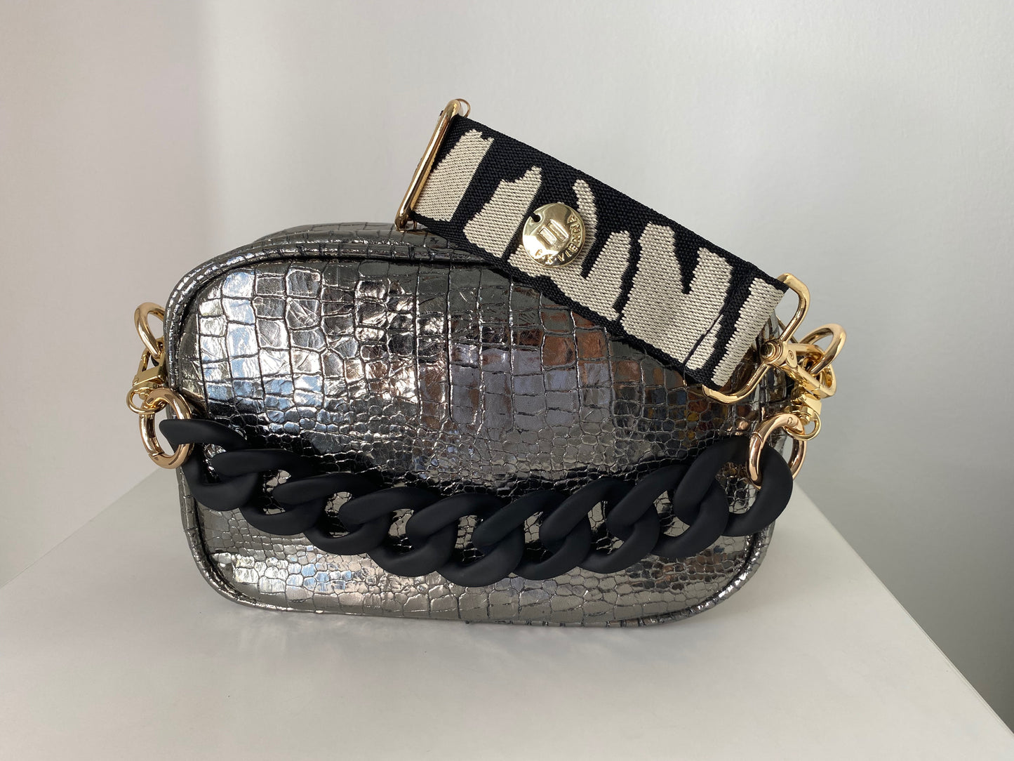 F-Bag Small Silver Croco