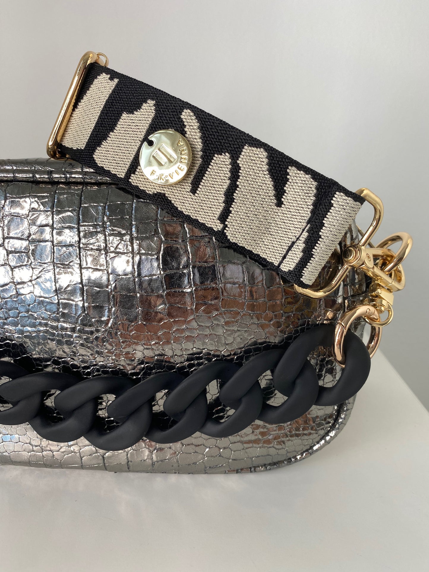 F-Bag Small Silver Croco