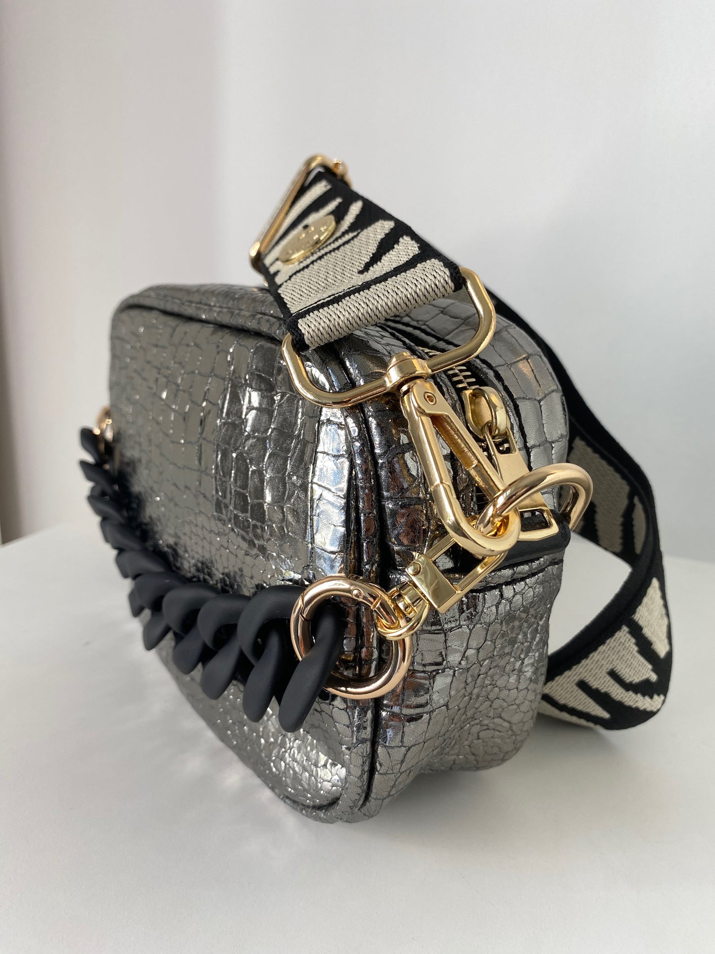 F-Bag Small Silver Croco