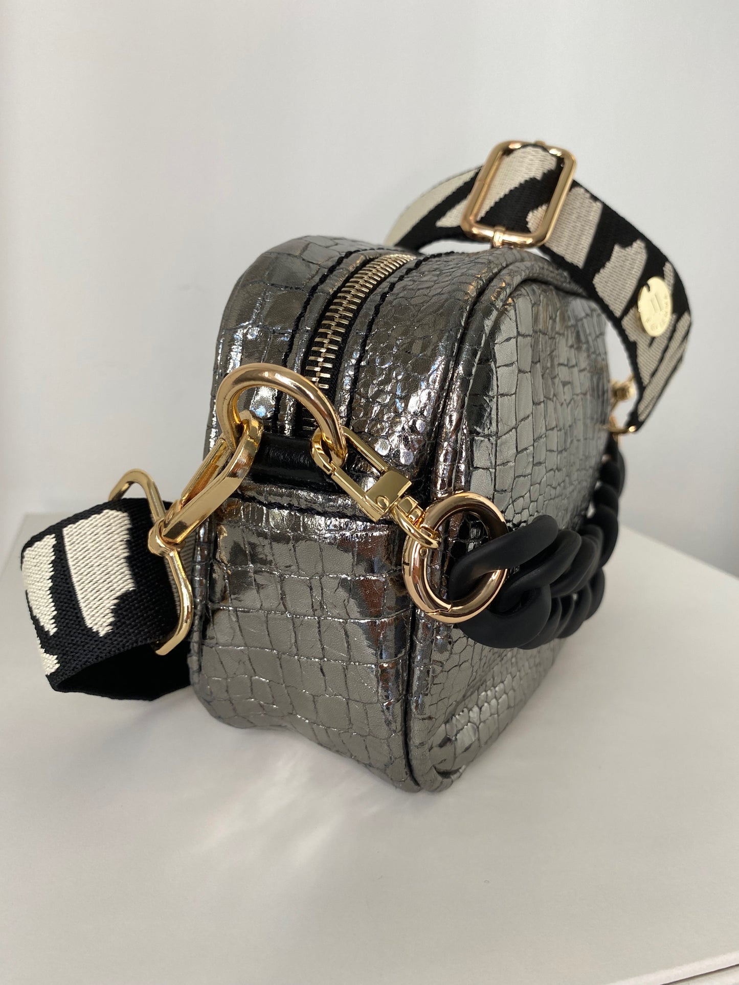 F-Bag Small Silver Croco