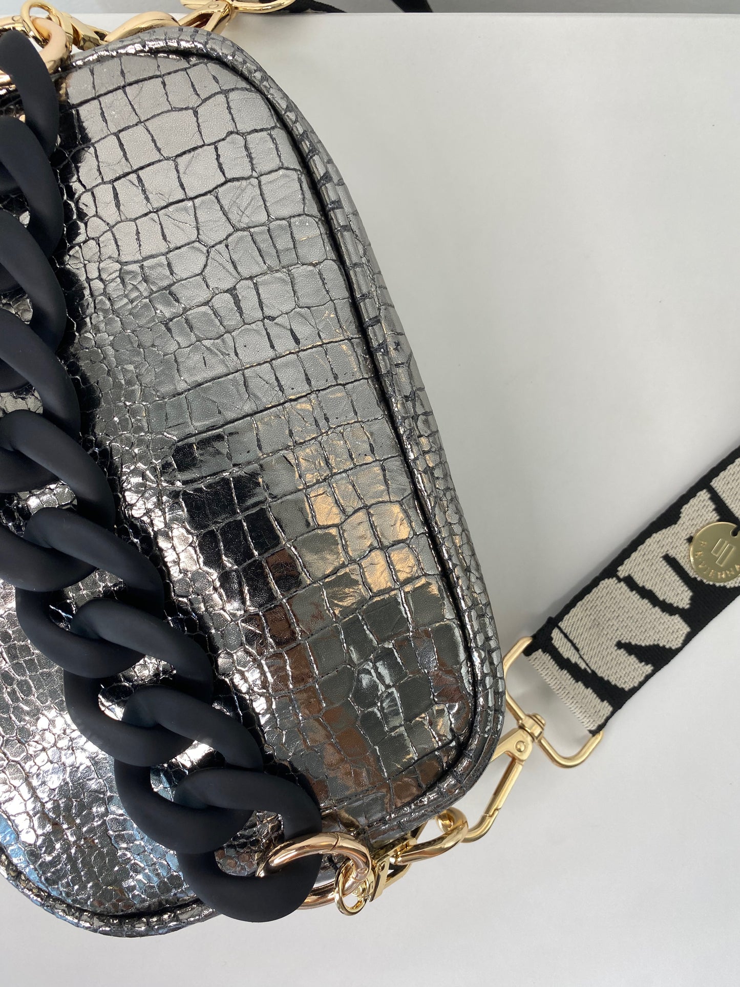 F-Bag Small Silver Croco