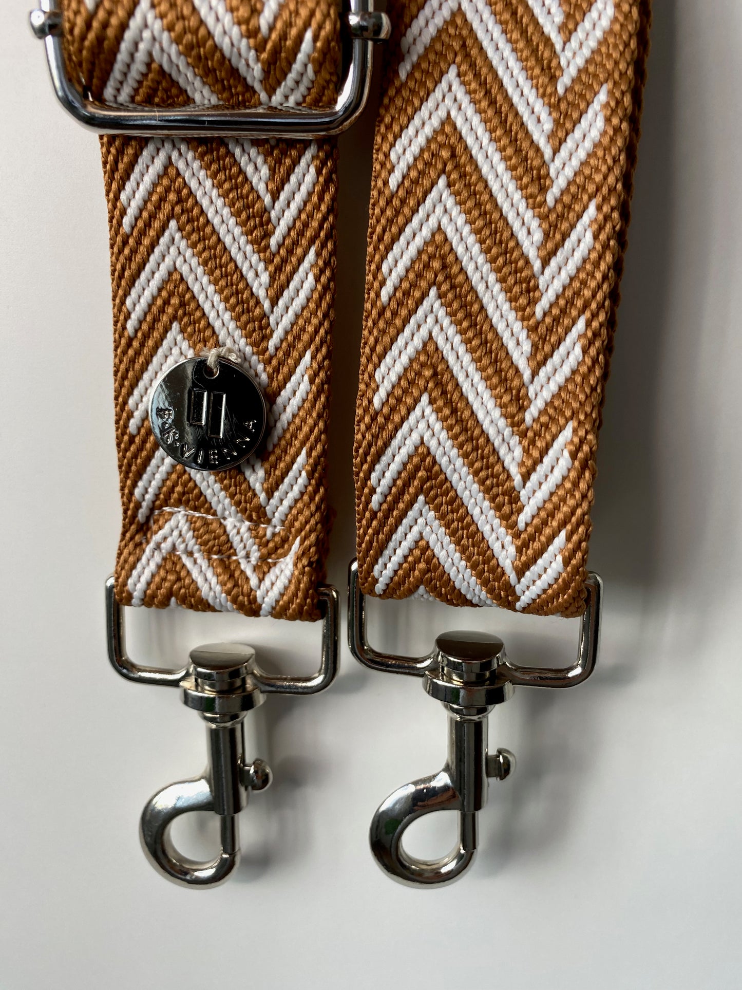 Shoulder Strap Bag 3,8cm zig-zag cinnamon-white
