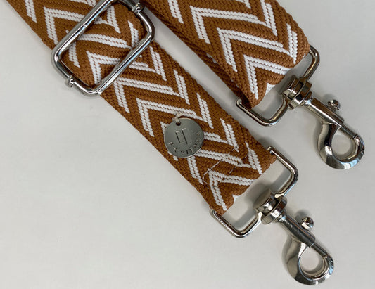 Shoulder Strap Bag 3,8cm zig-zag cinnamon-white