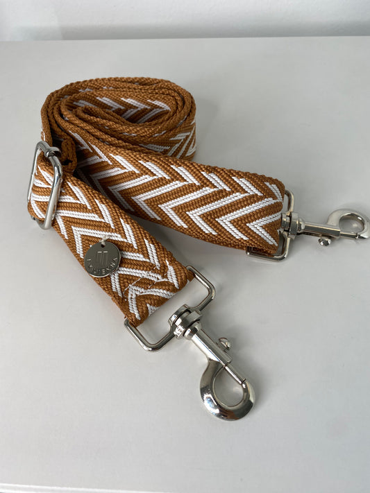 Shoulder Strap Bag 3,8cm zig-zag cinnamon-white