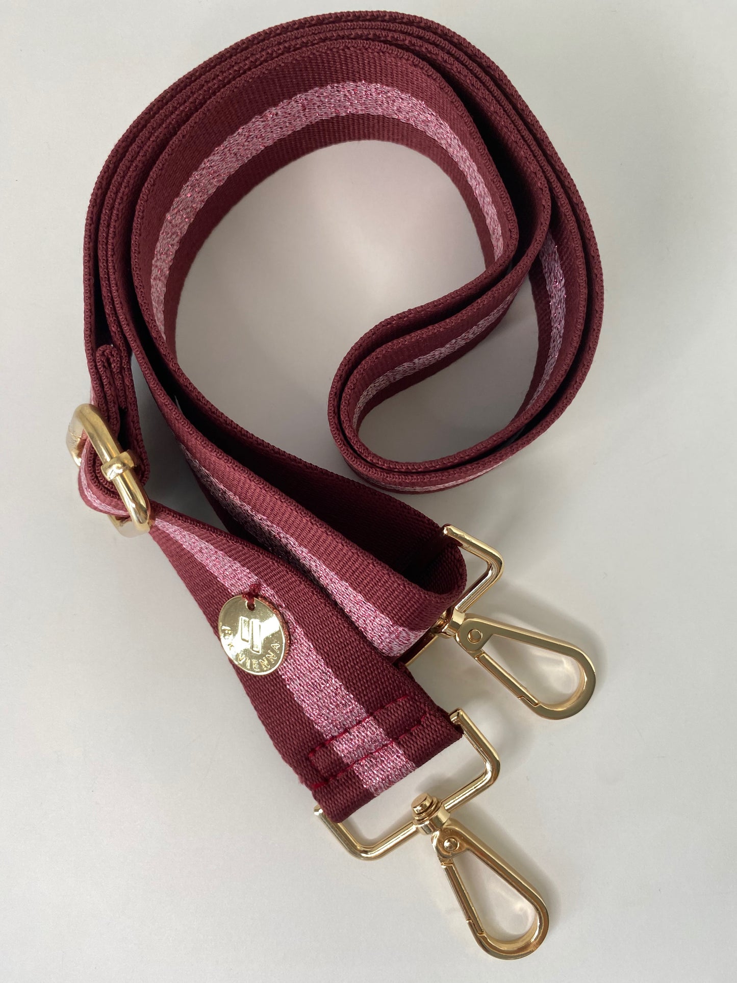 Shoulder Strap Bag 3,8cm Burgundy - Pink lurex