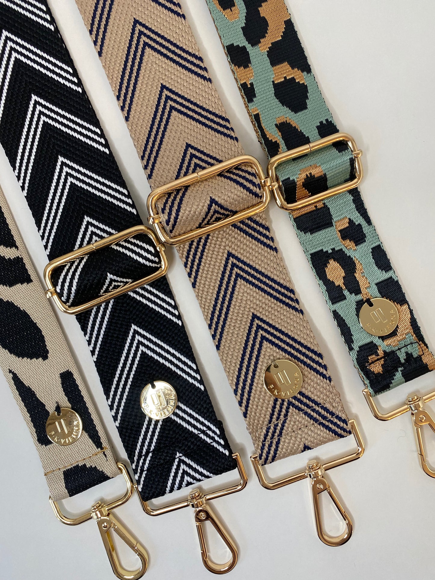Shoulder Strap Bag Leopard 3,8cm water blue / gold hardware
