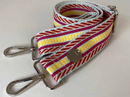 Shoulder Strap Bag 3,8cm Ethno Red-Yellow-Pink / Gold