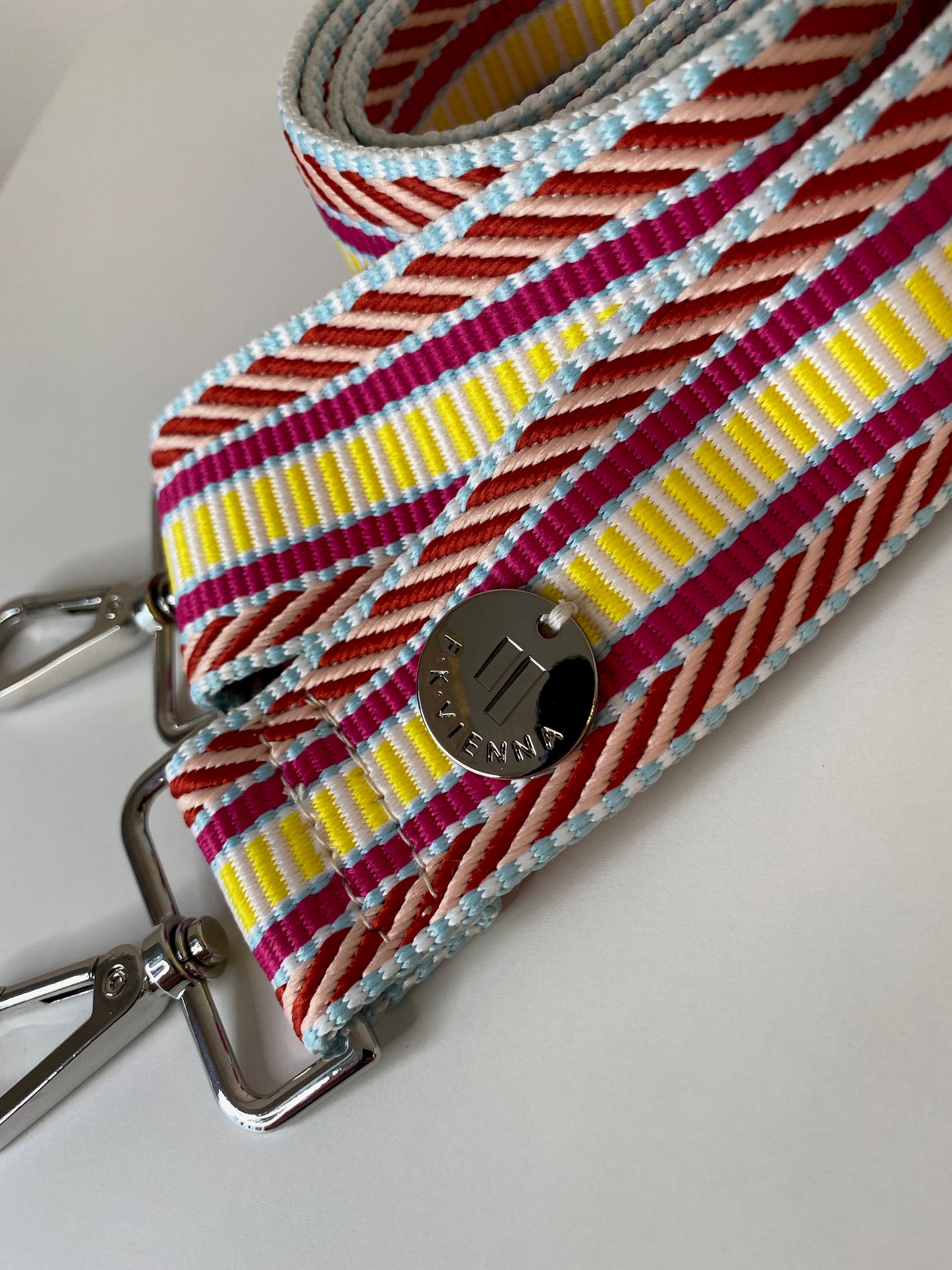 Shoulder Strap Bag 3,8cm Ethno Red-Yellow-Pink / Gold