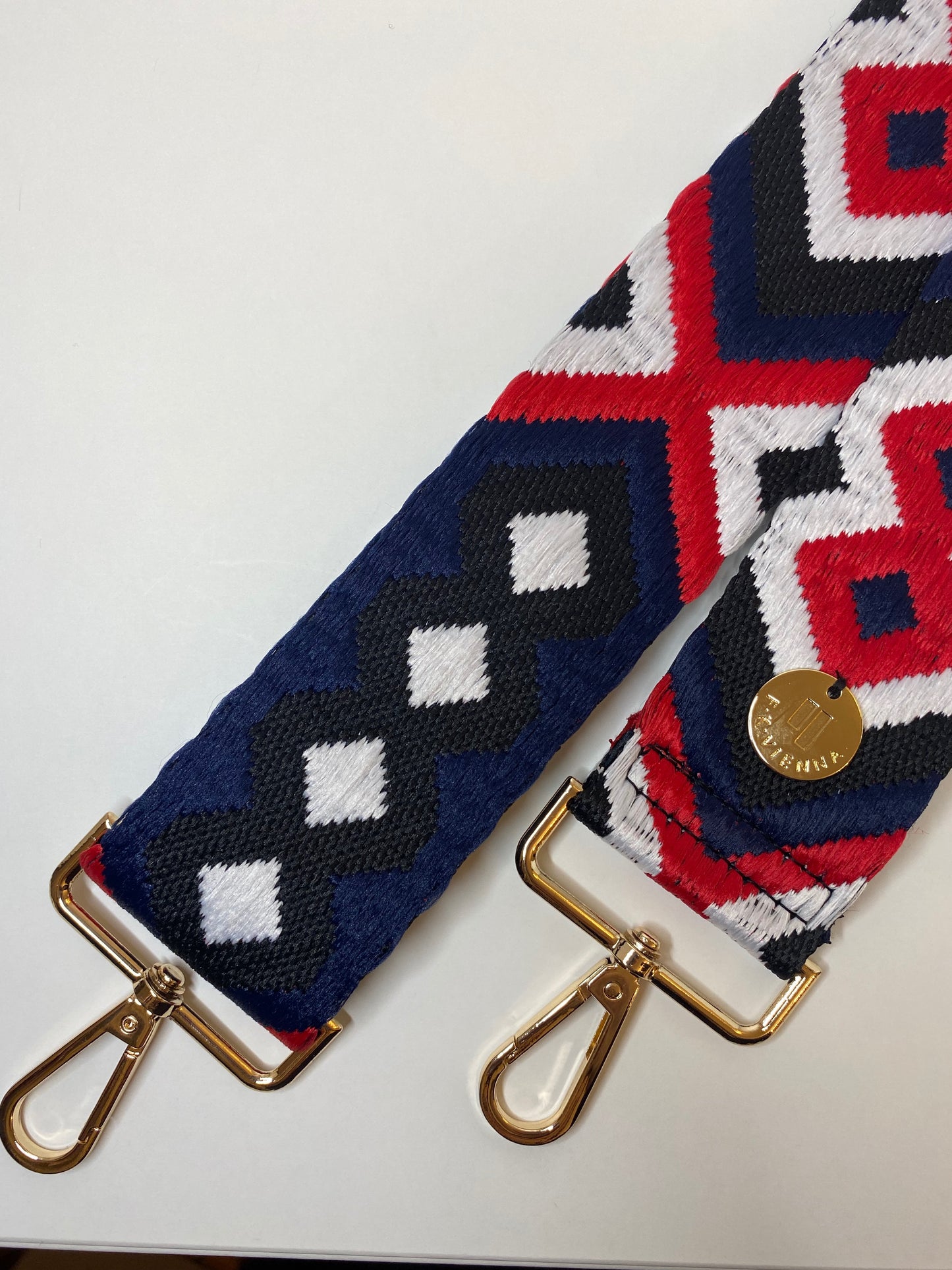 Shoulder Strap Bag 5cm Ethno red-navy / gold hardware