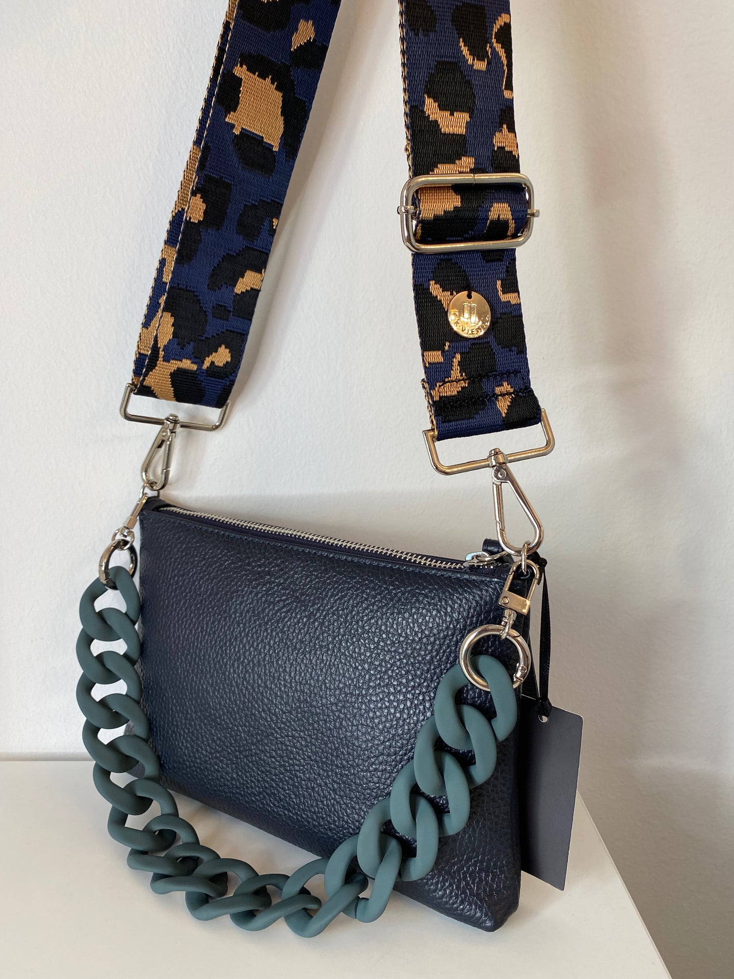 Kleine Anna Blue Navy - Leopard Jacquard Petrol Strap