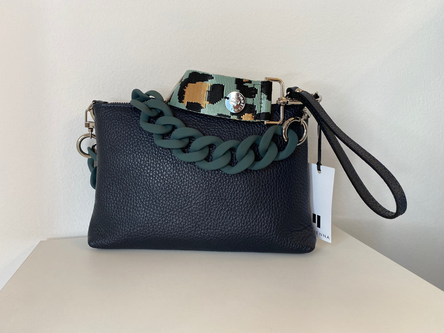 Kleine Anna Blue Navy - Leopard Jacquard Petrol Strap