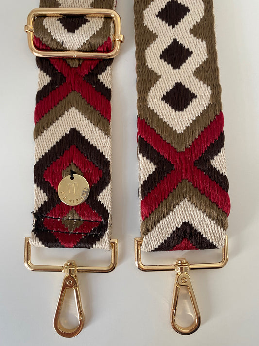 Shoulder Strap Bag Ethno embroidery burgundy-brown