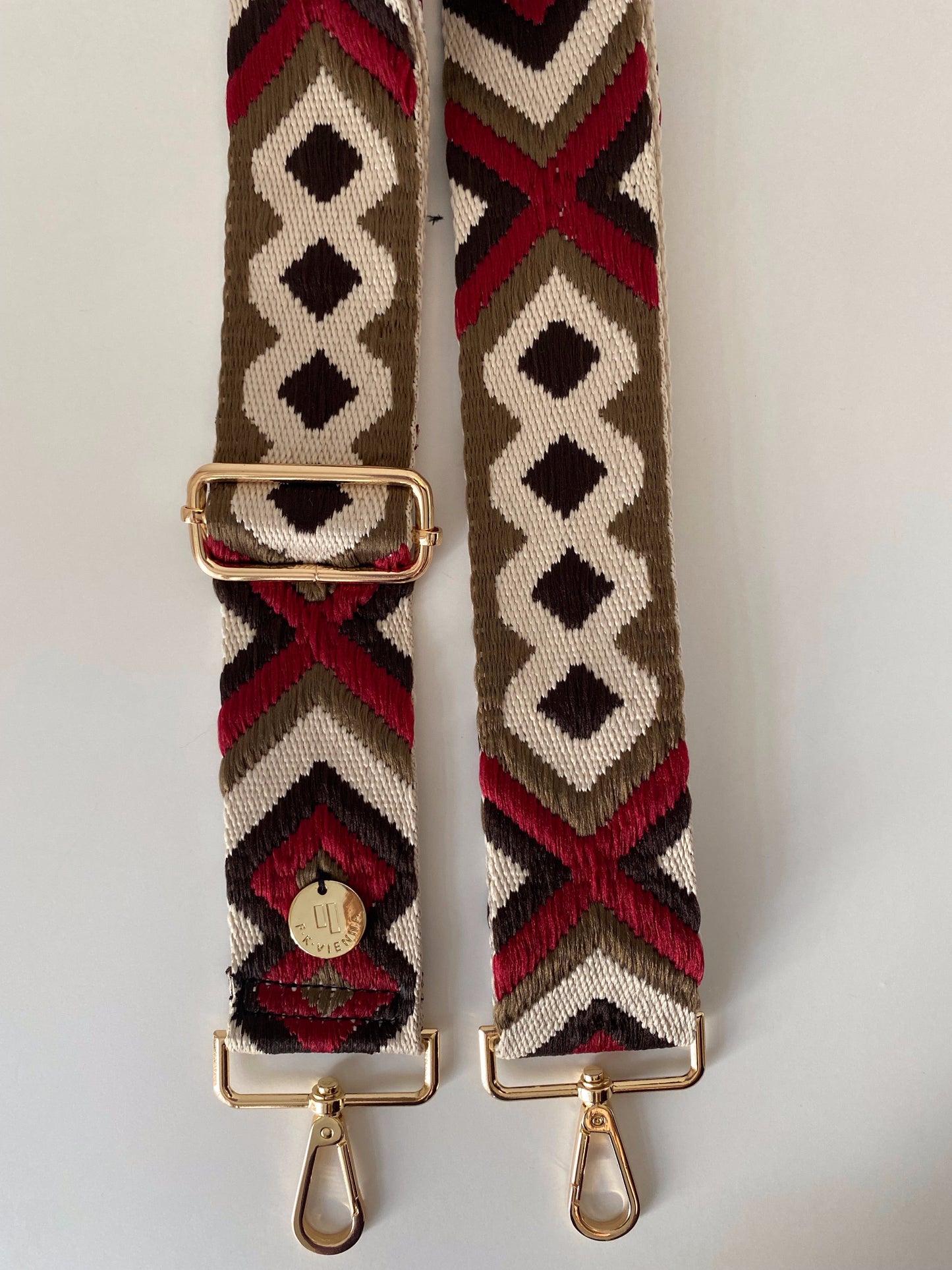 Shoulder Strap Bag Ethno embroidery burgundy-brown