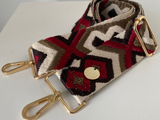 Shoulder Strap Bag Ethno embroidery burgundy-brown