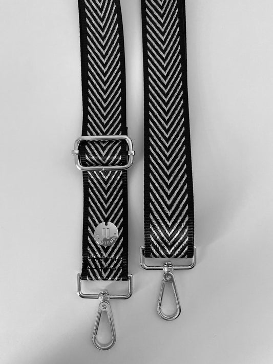 Shoulder Strap Bag Silver-black jaquard