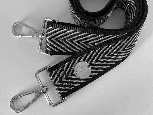 Shoulder Strap Bag Silver-black jaquard