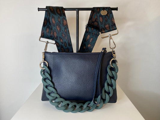 Kleine Anna Blue Navy - Leopard Jacquard Petrol Strap