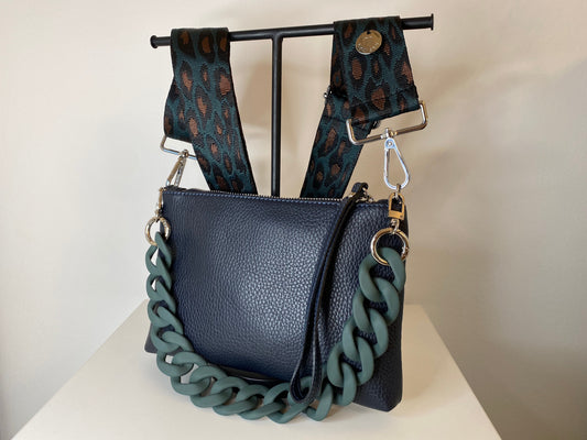 Kleine Anna Blue Navy - Leopard Jacquard Petrol Strap