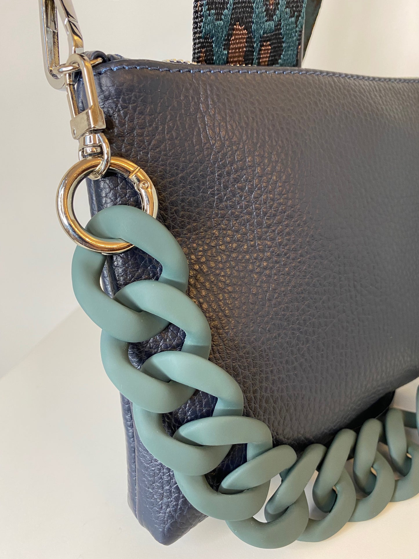 Kleine Anna Blue Navy - Leopard Jacquard Petrol Strap
