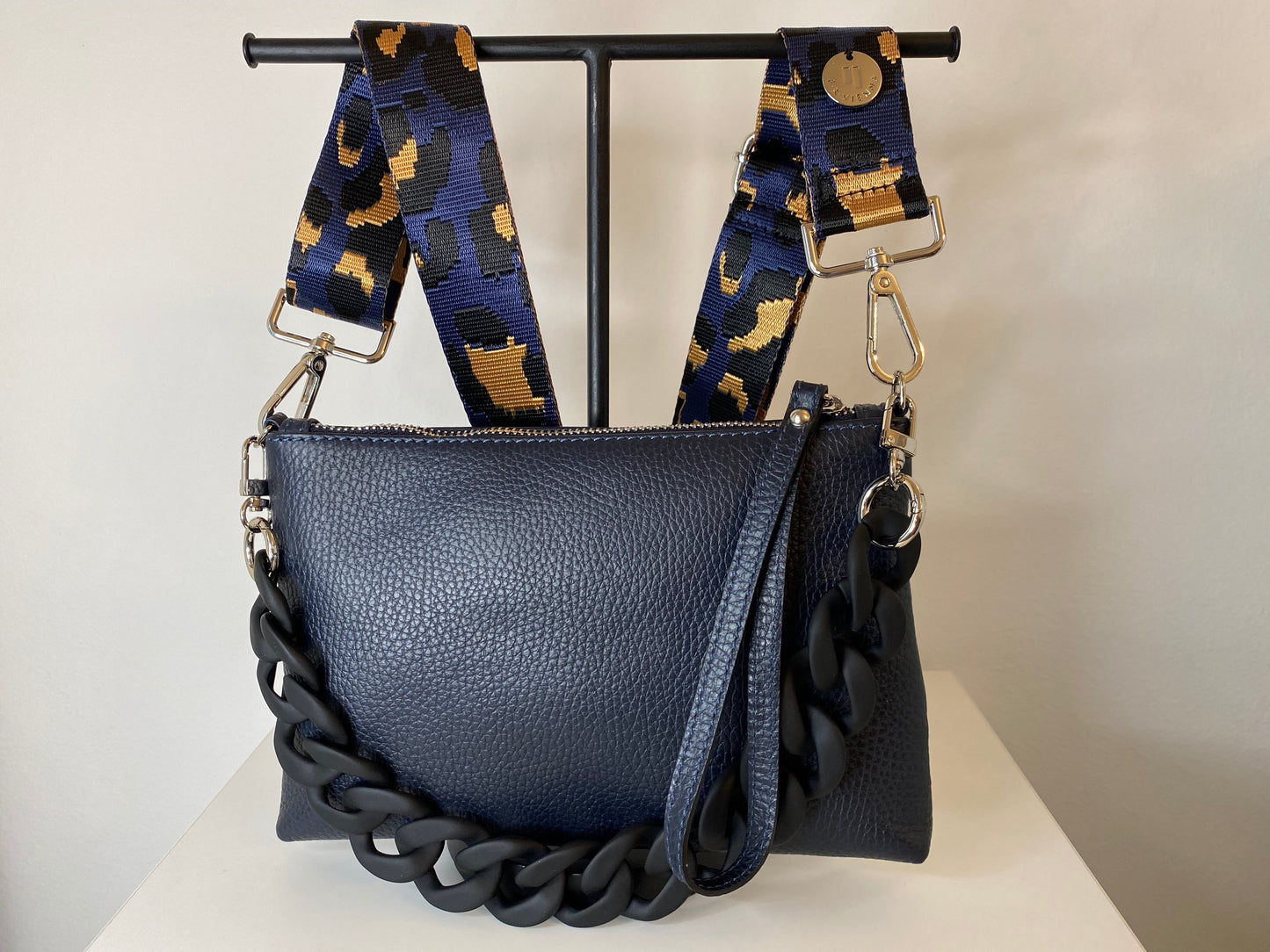 Kleine Anna Blue Navy - Leopard Jacquard Petrol Strap