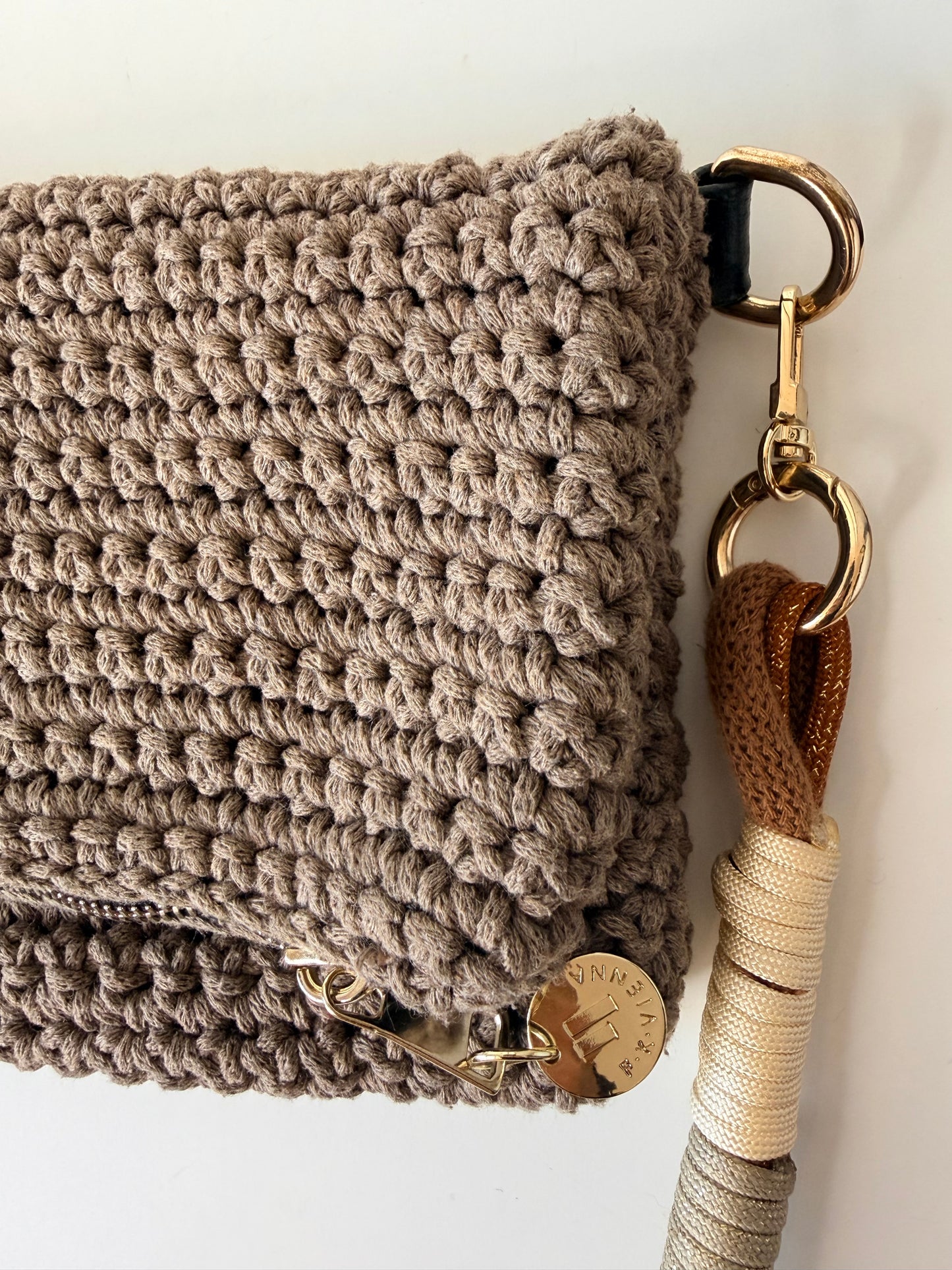 Roberta Crochet Bag Clutch Taupe