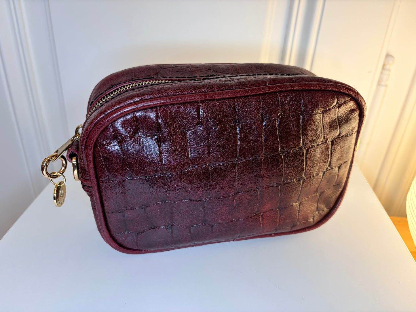 Francesca Bag S Bordeaux Croco effect