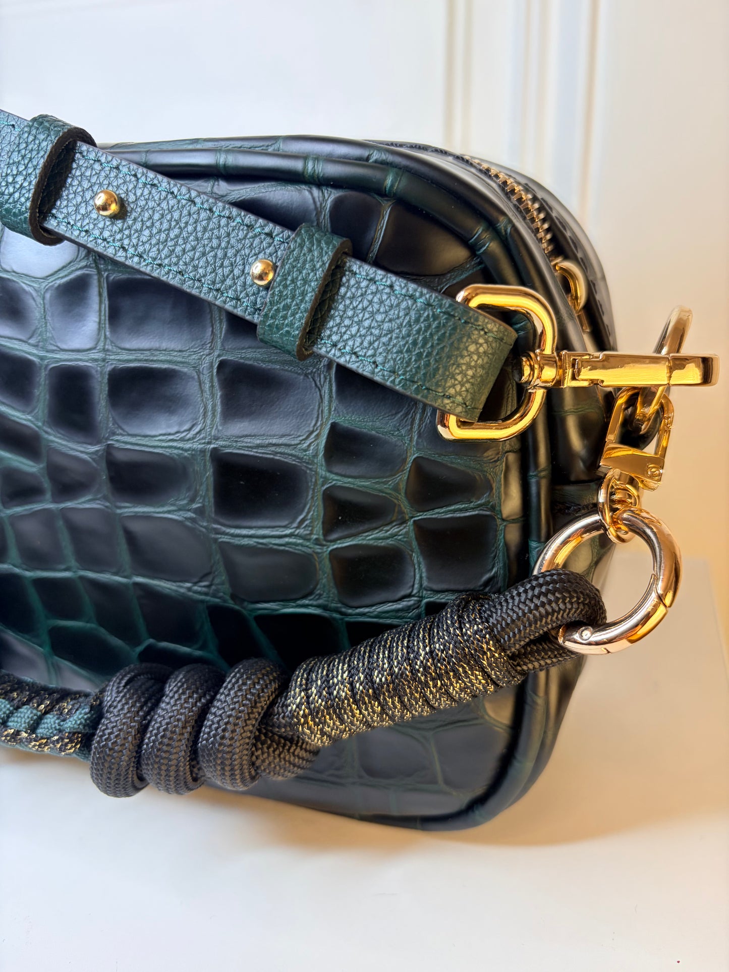 Francesca Bag M Forest Croco Effect leopard strap