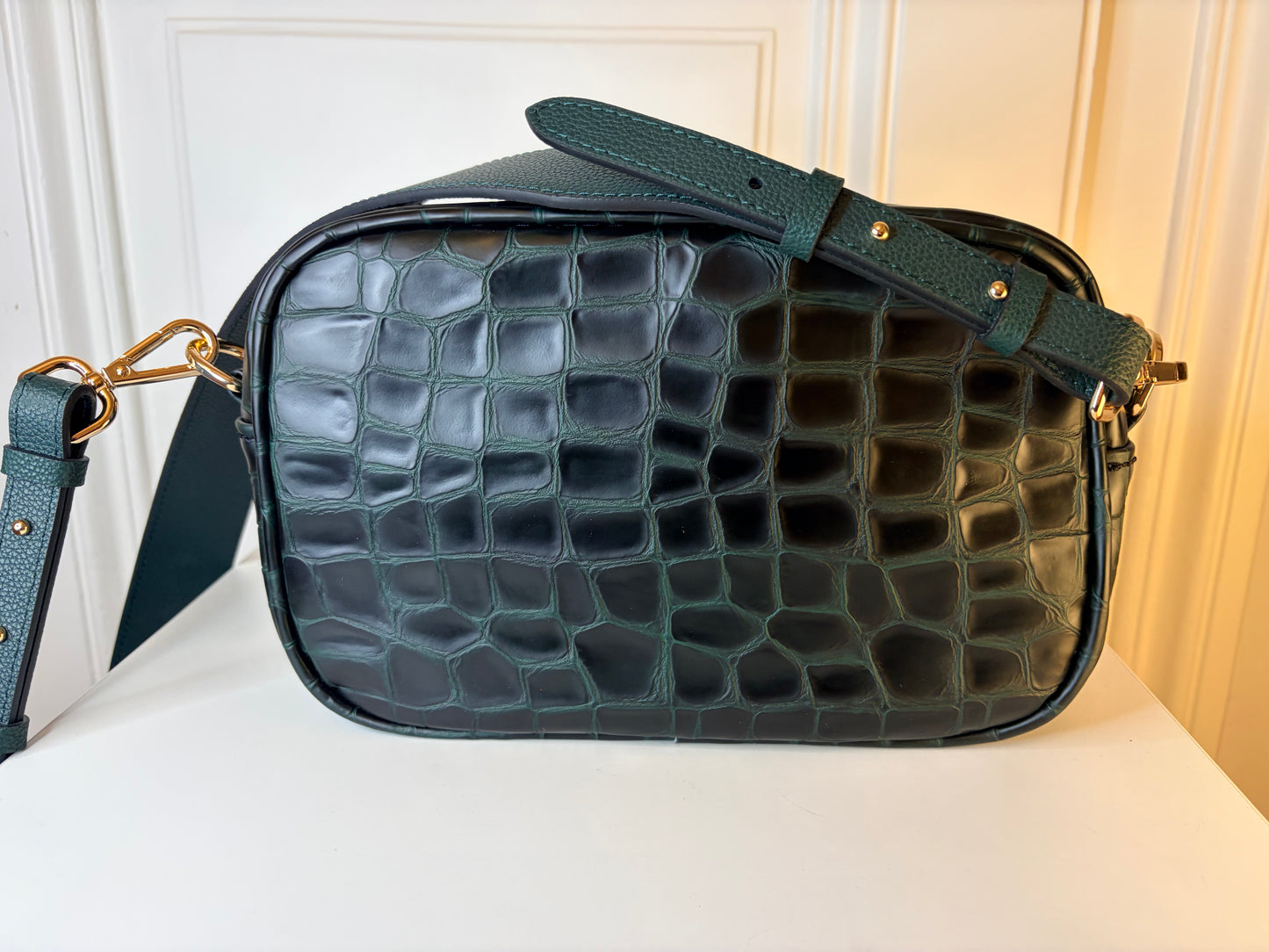Francesca Bag M Forest Croco Effect leopard strap