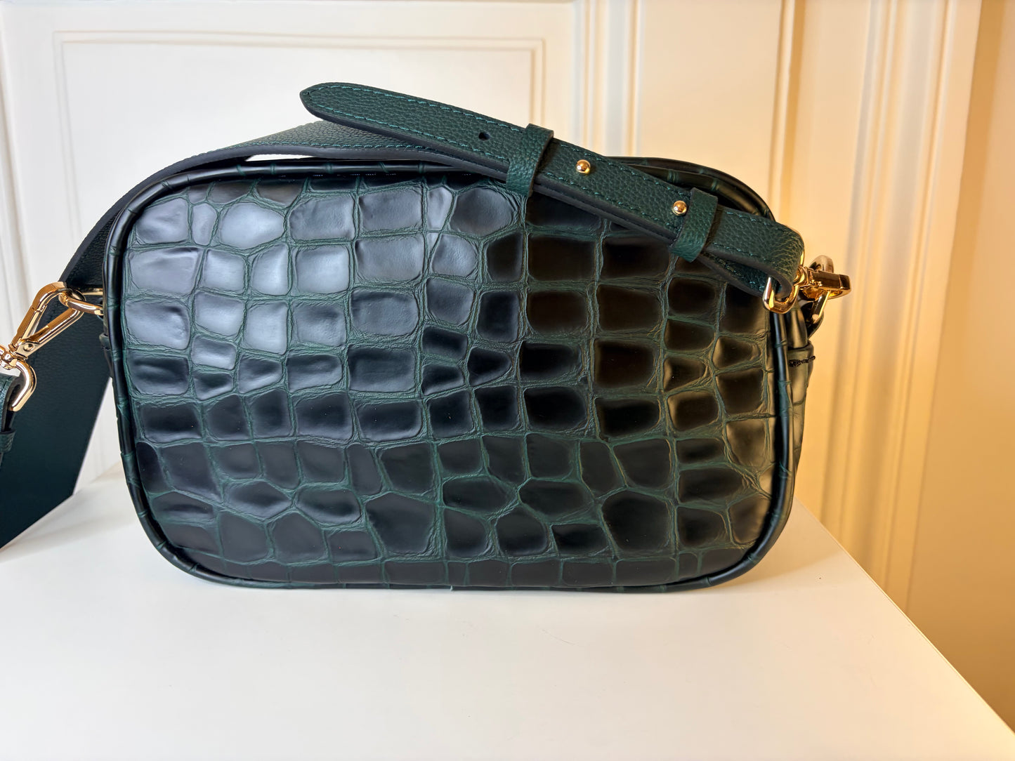 Francesca Bag M Forest Croco Effect leopard strap