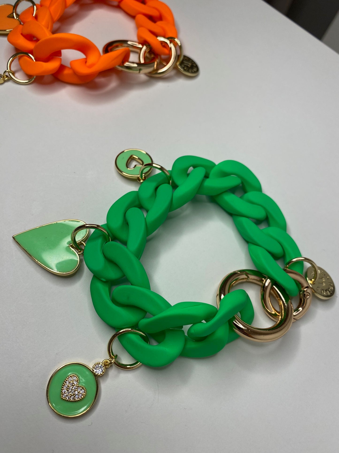Bracelet Cecile Hearts Neon Green