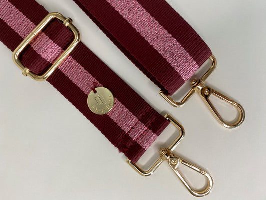 Shoulder Strap Bag 3,8cm Burgundy -  Pink lurex