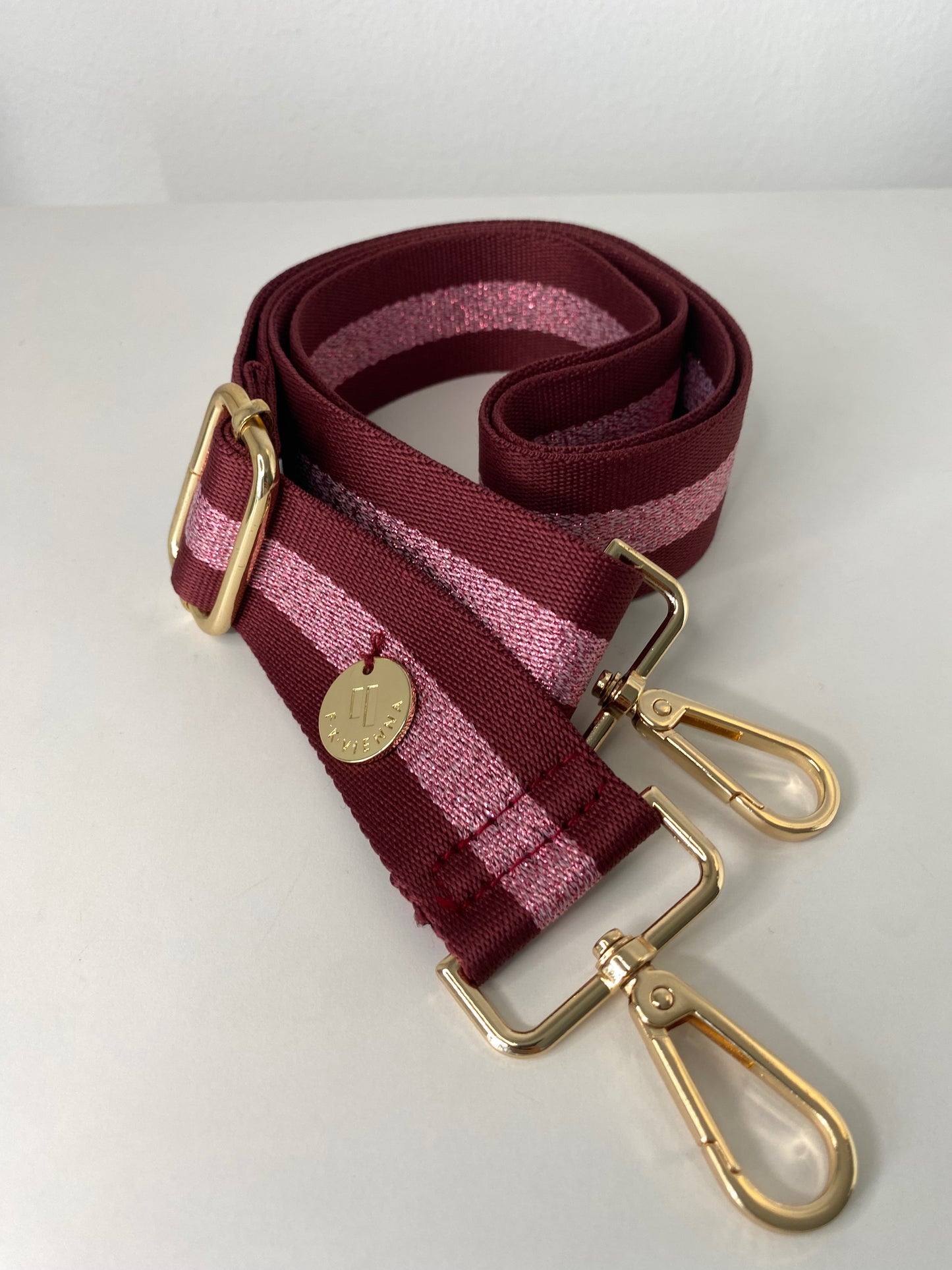 Shoulder Strap Bag 3,8cm Burgundy -  Pink lurex