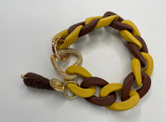 Bracelet Celine with Charm Brown-Mustard yellow