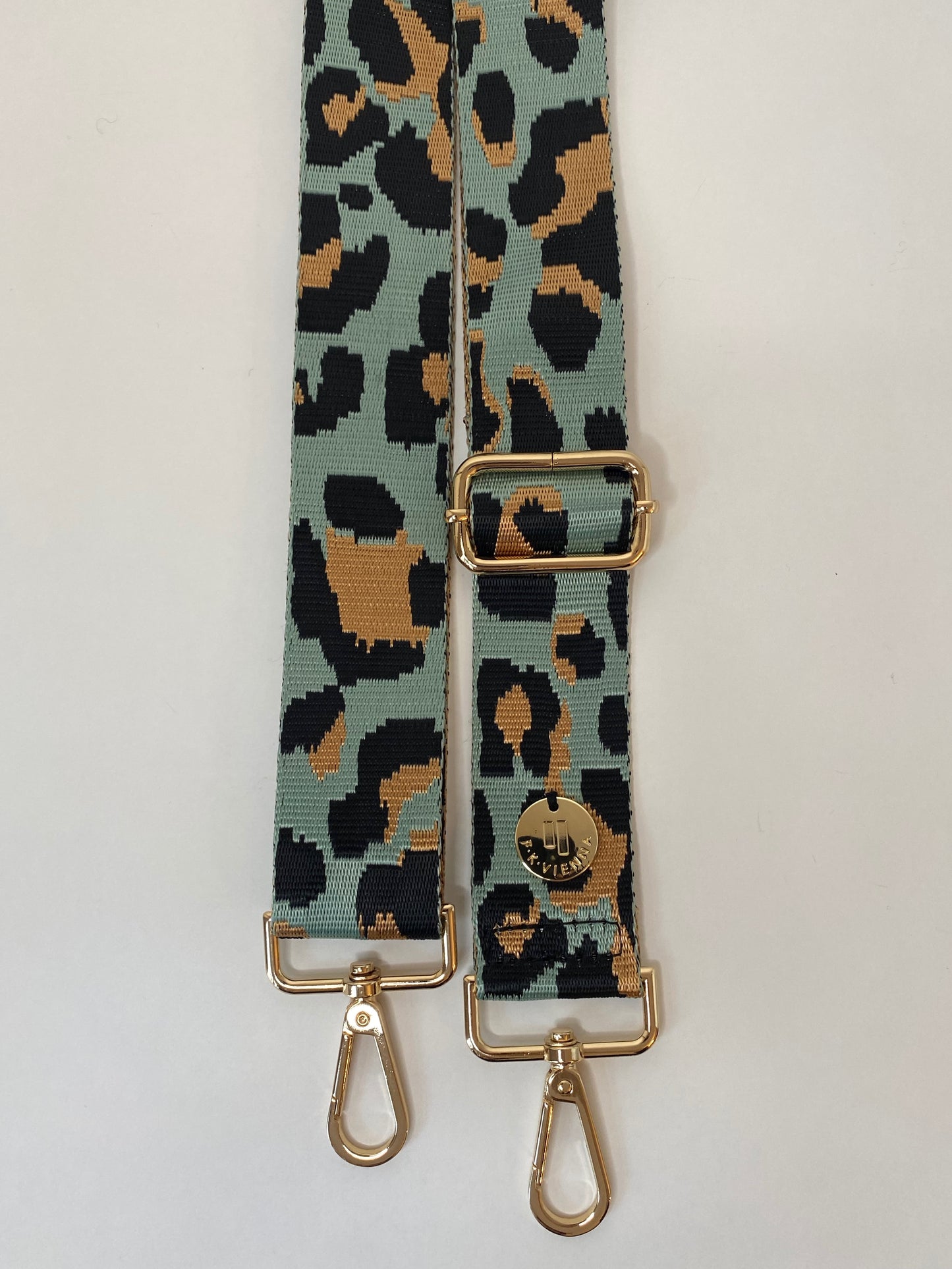 Shoulder Strap Bag Leopard 3,8cm water blue / gold hardware