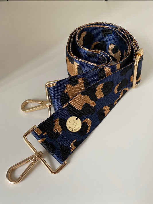 Shoulder Strap Bag Leopard Blue 5 cm