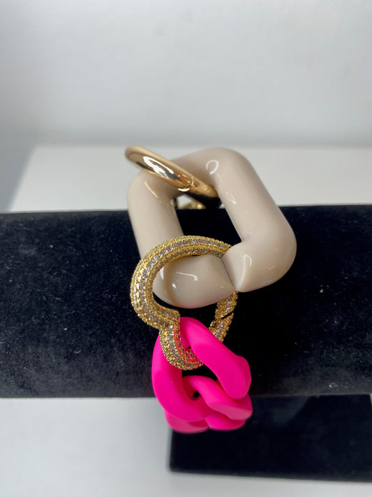 Original Bracelet Chain with Strass Pink